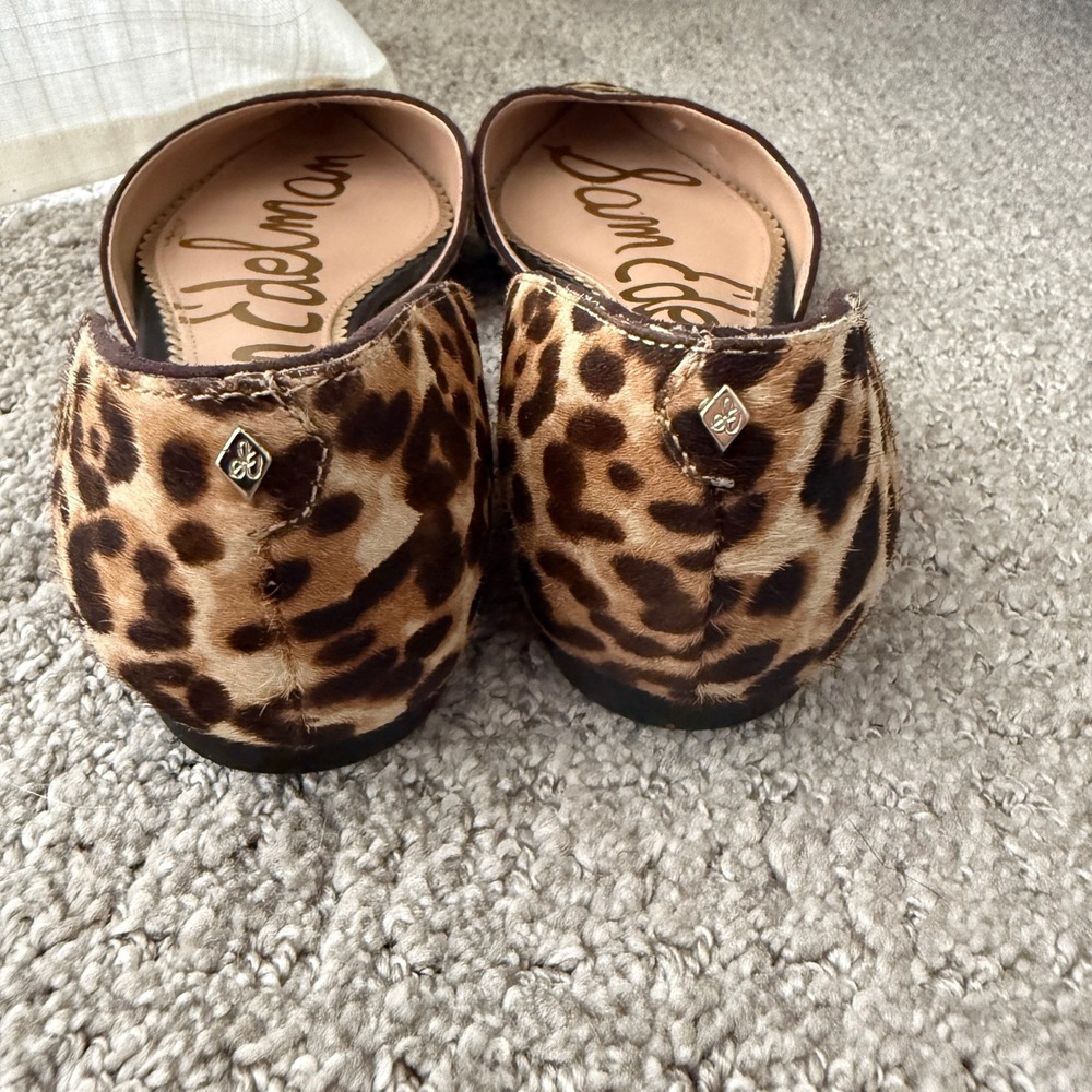 Sam Edelman Rodney Leopard Calf Hair d'Orsay Pointed Toe Flats 6 Mob Wife Animal - Picture 4 of 8